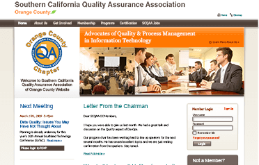 Website for Southern California Quality Assurance Association of Orange County